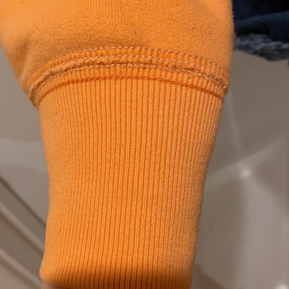 Abercrombie & Fitch Orange Peach Thick Hoodie with sewn on brand name in white S - Picture 9 of 16